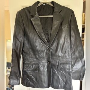 Vintage Black Leather Women's Blazer‎ sz 10